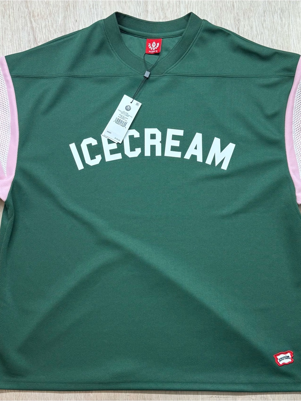 Icecream Green Crewneck Sweatshirt with Pink Sleeve Accents